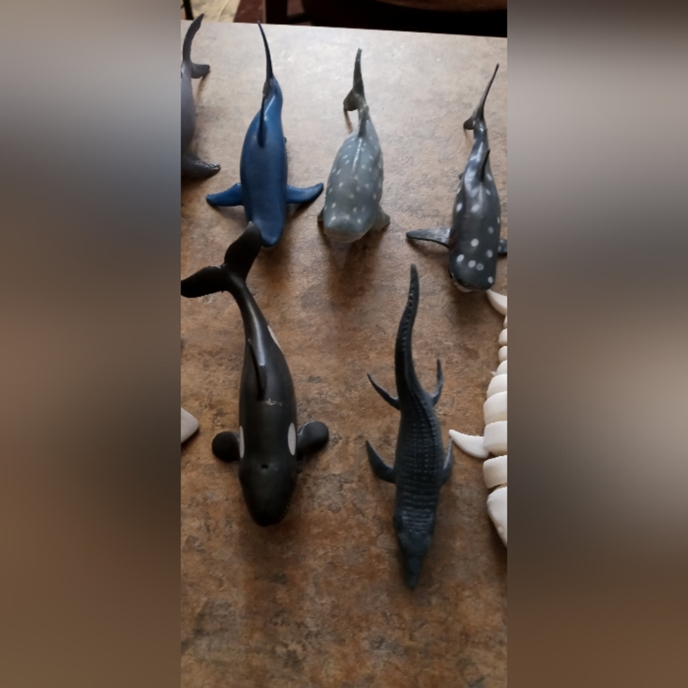 Assorted Plastic Fish & Shark Toy Set - Mixed Colors set of #12 - Picture 3 of 5